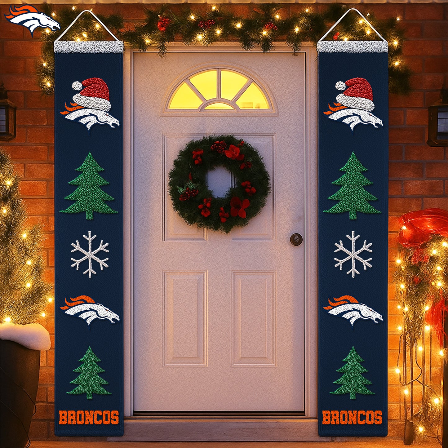NFL x DEN Merry Christmas Porch Sign HLP HLPHUONG