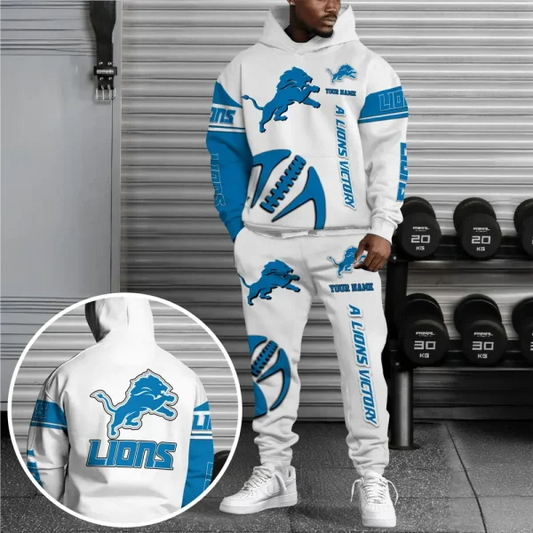 NFL x DET Combo Hoodie And Long Sweatpants New Trends V1 NAK NHT