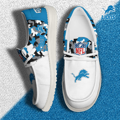 NFL x DET Personalized Canvas Loafer Shoes HLP