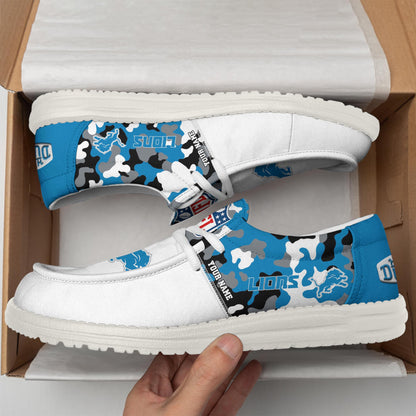 NFL x DET Personalized Canvas Loafer Shoes HLP