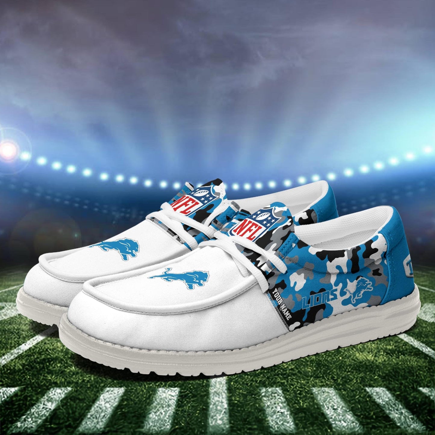 NFL x DET Personalized Canvas Loafer Shoes HLP