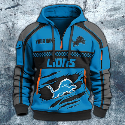 NFL x DET Personalized Half-zip Hoodie HLP