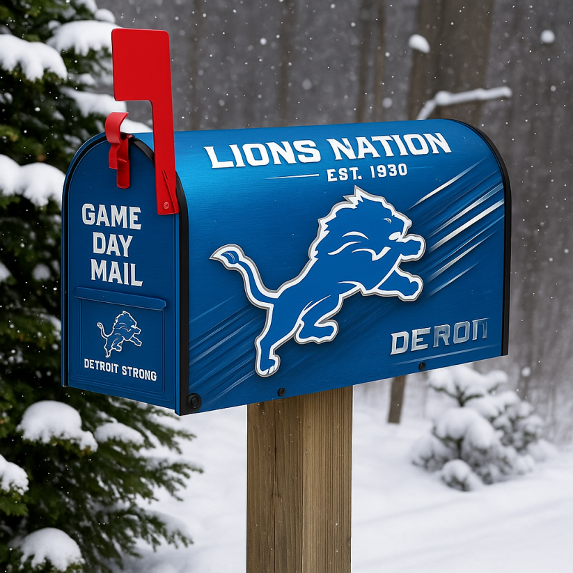 NFL x DET Rugby Outdoor Mailbox Decoration V1 NAK NHT