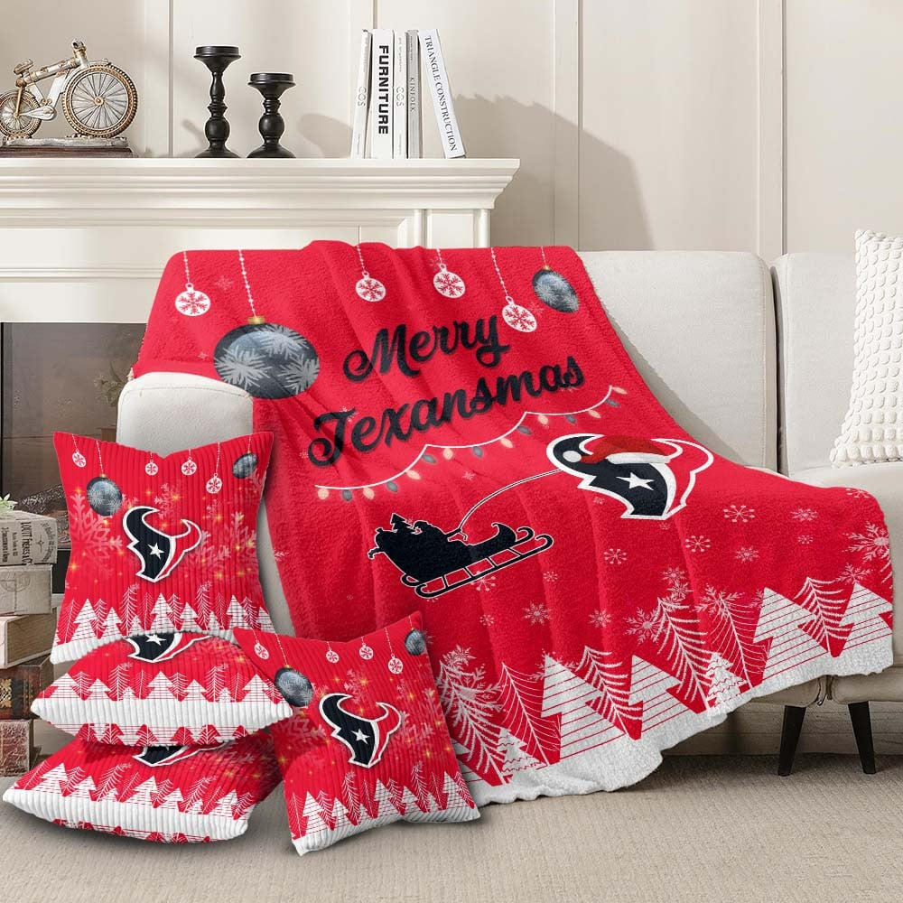 NFL x HT Premium Christmas Fleece Blanket Throw Pillow Combo V1 NAK