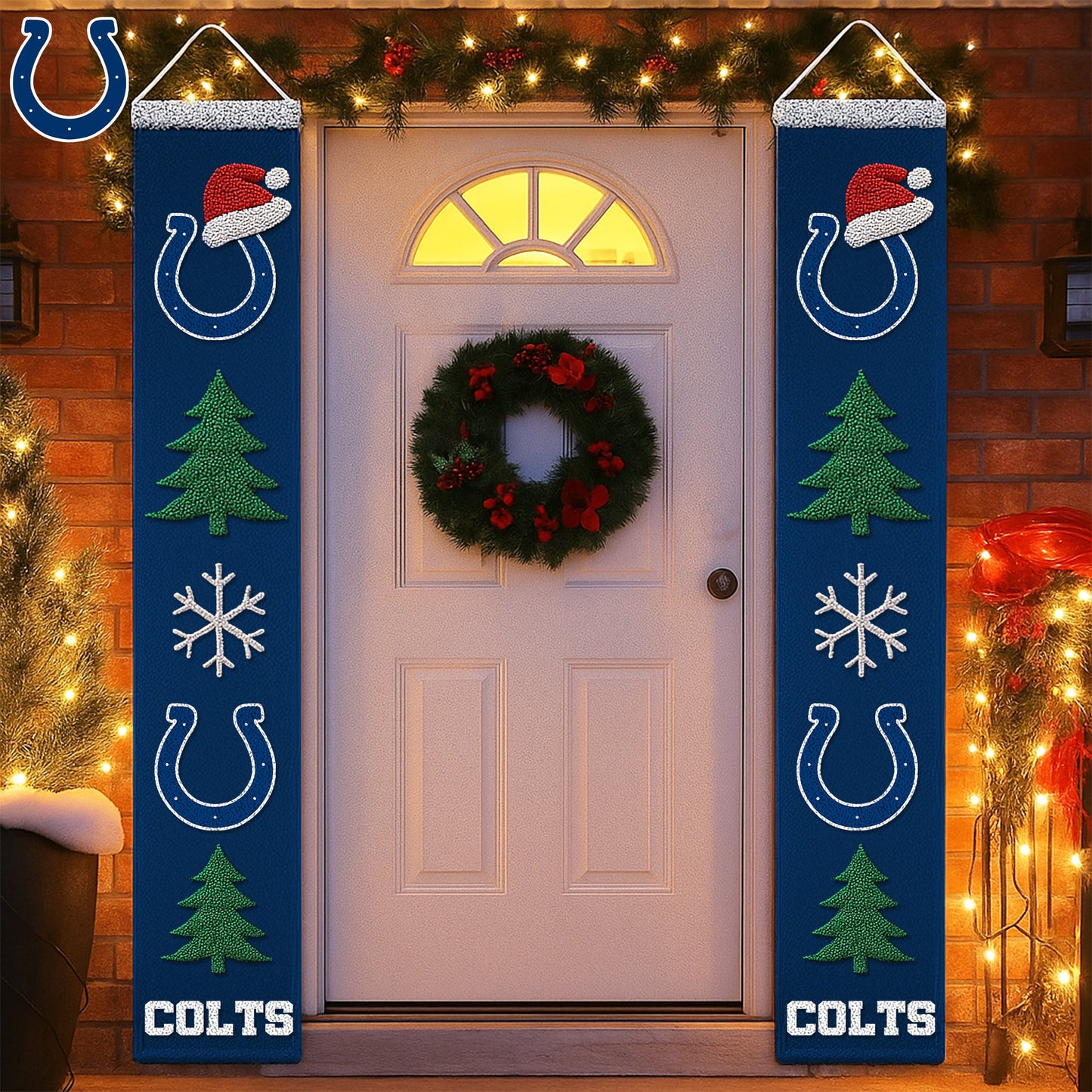 NFL x IND Merry Christmas Porch Sign HLP HLPHUONG