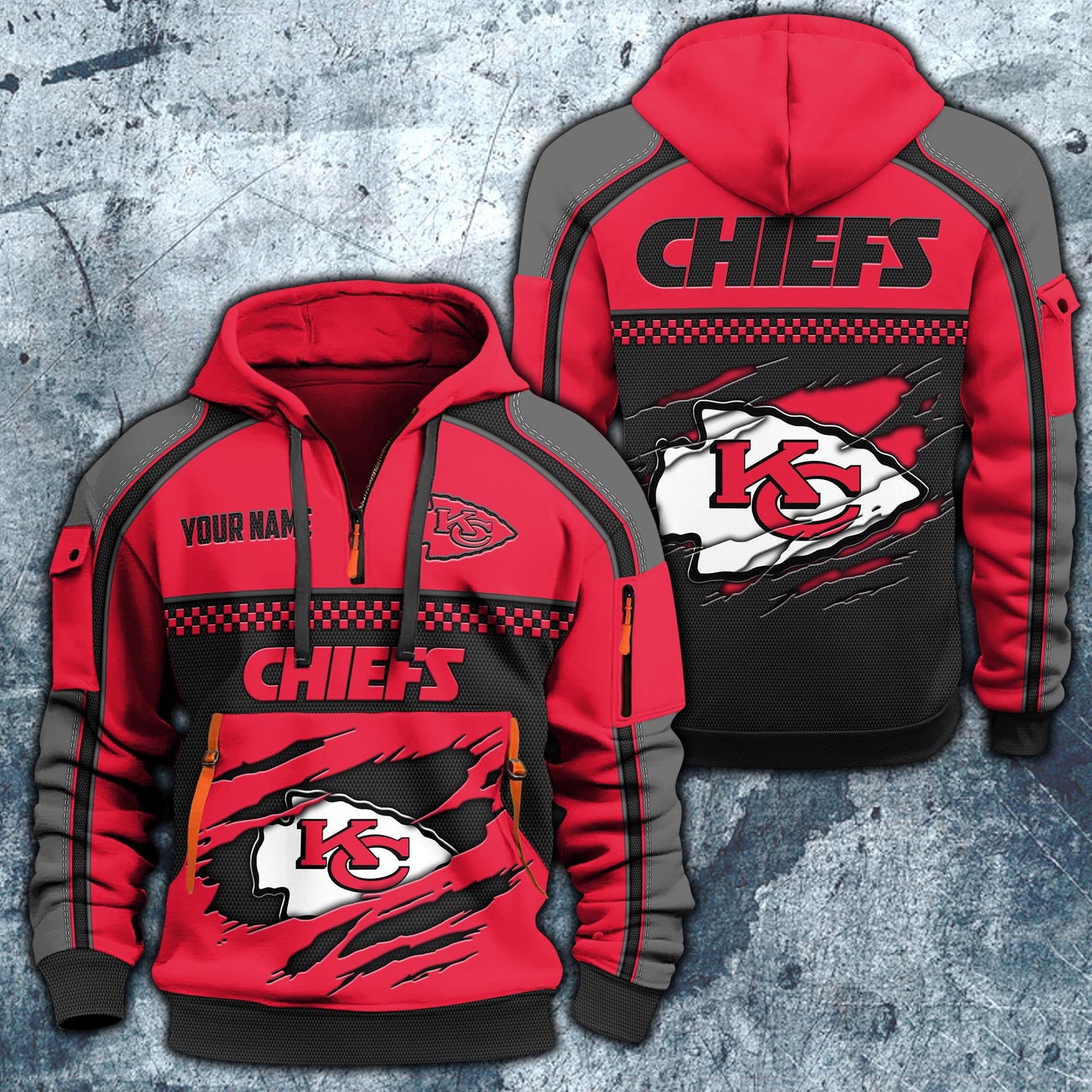 NFL x KC Personalized Half-zip Hoodie HLP