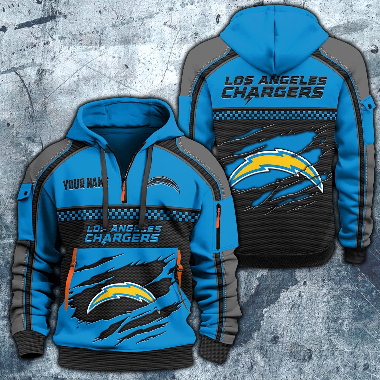 NFL x LAC Personalized Half-zip Hoodie HLP