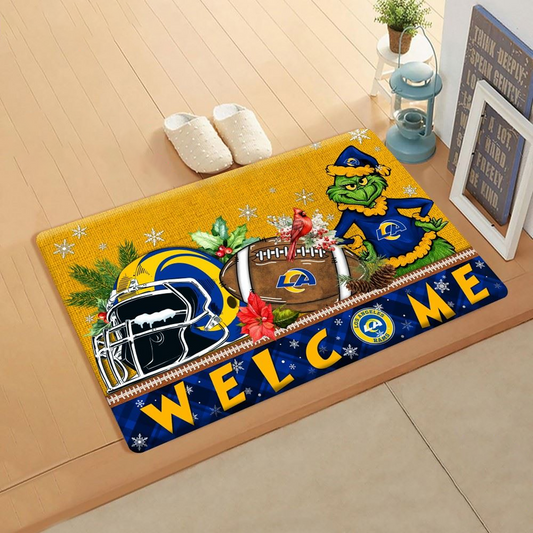 NFL x LAR Doormat Grinch Christmas Welcome FOOTBALL NDT TDT