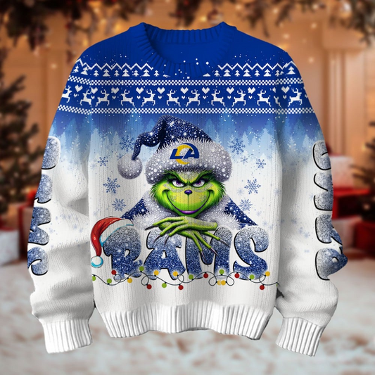 NFL x LAR Merry Grinchmas Football Sweater V1 NAK