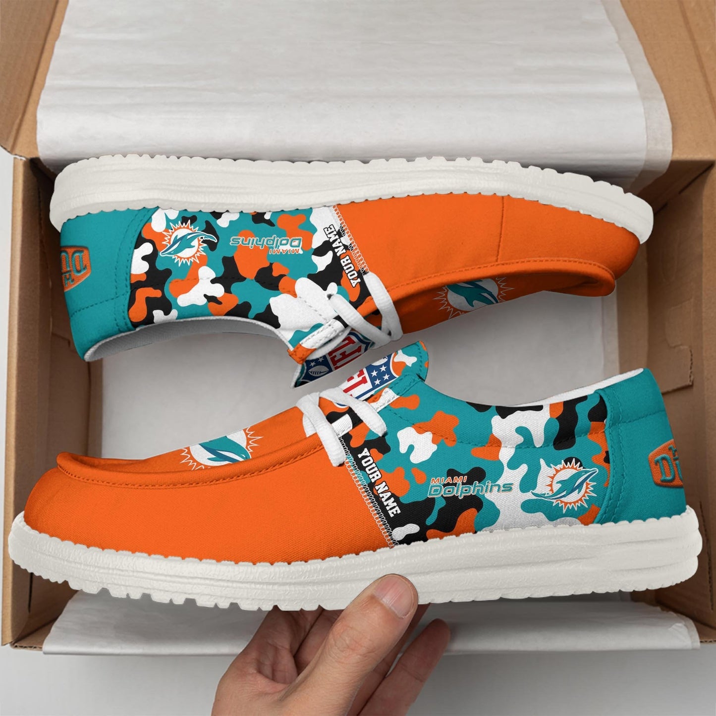 NFL x MIA Personalized Canvas Loafer Shoes HLP