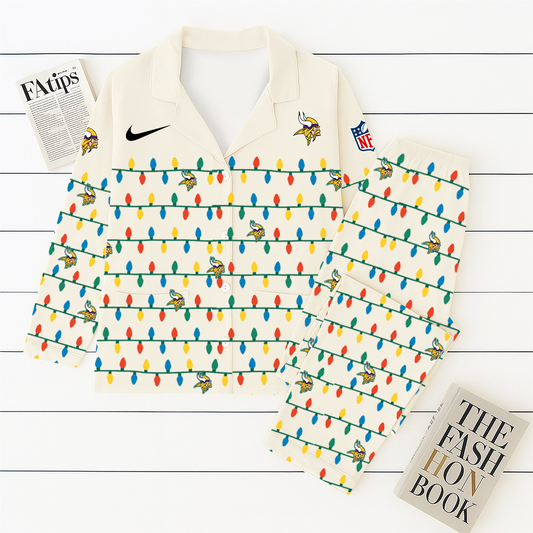 NFL x MIN Christmas Light Pajama Set HLP HLPHUONG