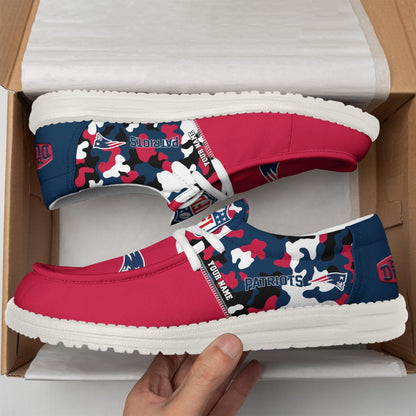 NFL x NE Personalized Canvas Loafer Shoes HLP