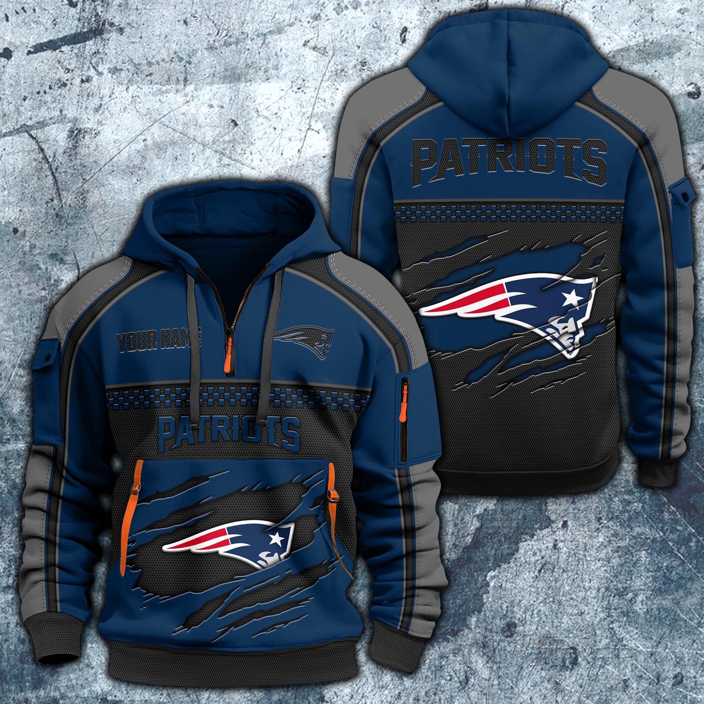 NFL x NE Personalized Half-zip Hoodie HLP