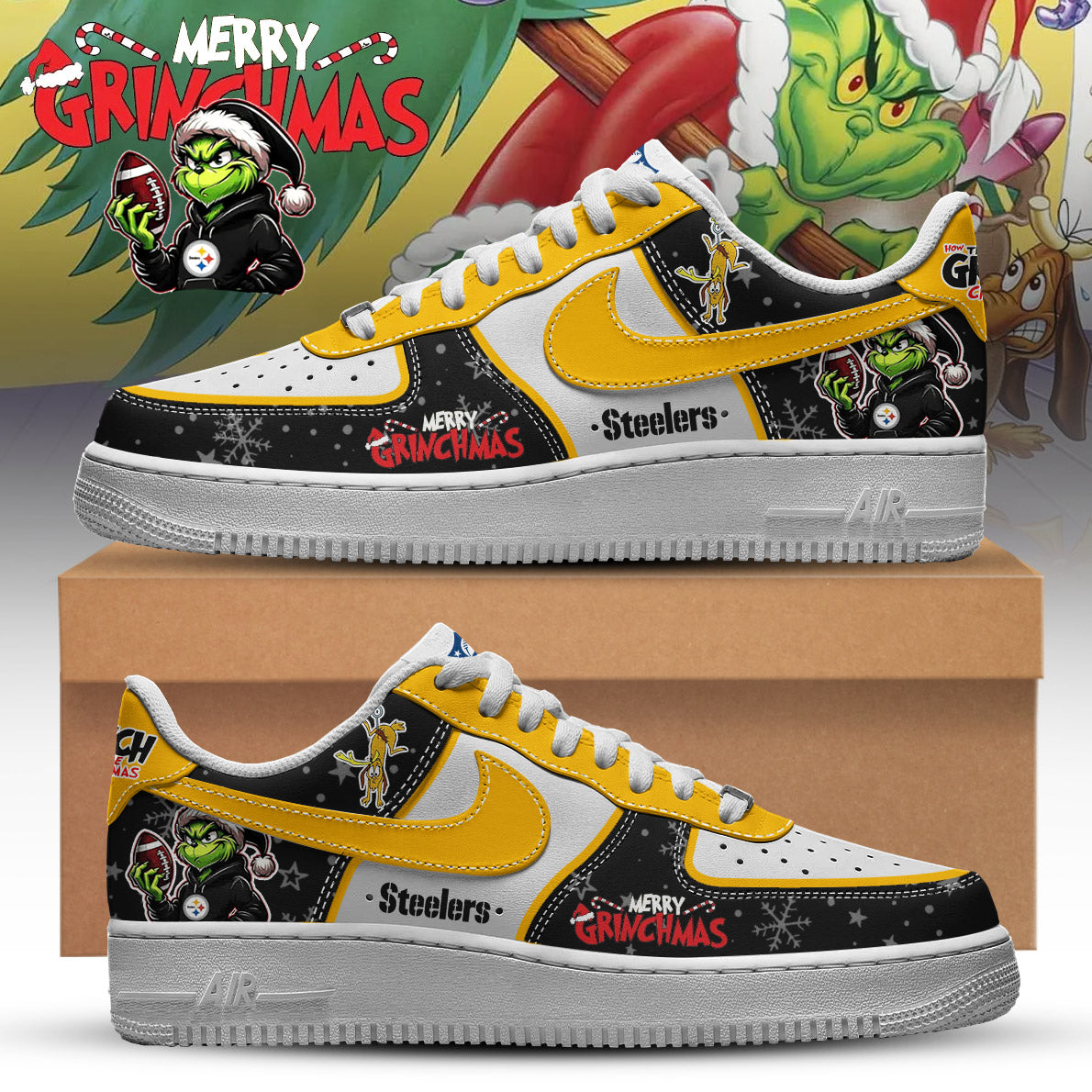 NFL x PITT Merry Grinchmas Premium AF1 Sneaker HLP HLPHUONG