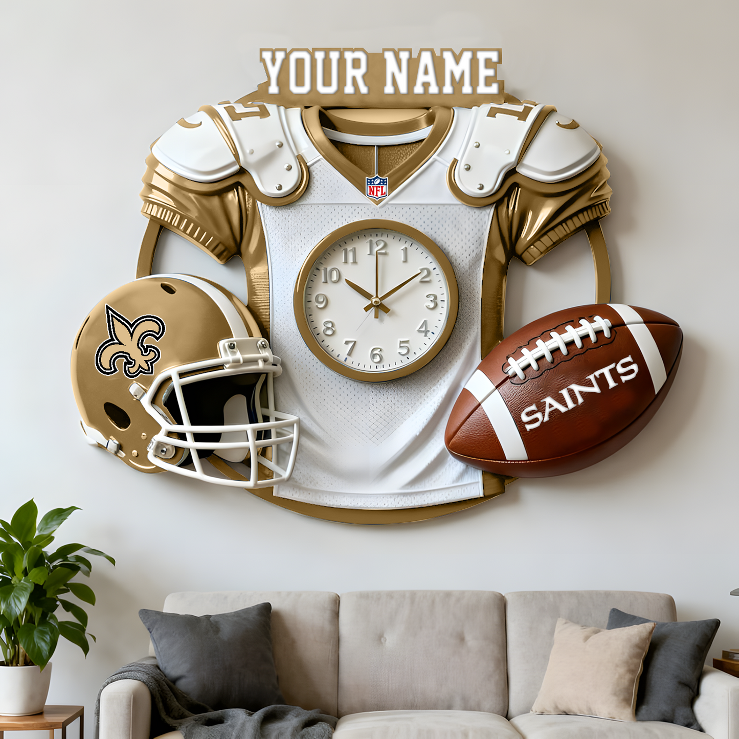 NO X NFL Jersey Sculpture Clock V1 NAK NHT