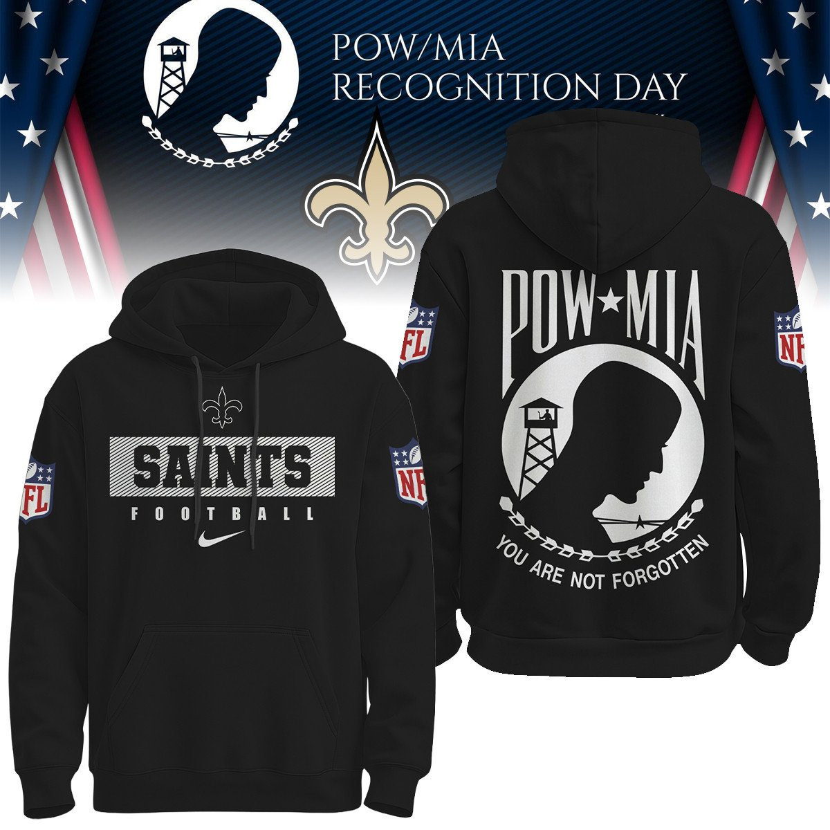 NOS Premium NFL Pow Mia Hoodie DDT CTND