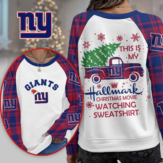 NYG Premium NFL Cozy Round Neck Raglan Sleeve Sweatshirt DDT CTND