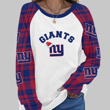 NYG Premium NFL Cozy Round Neck Raglan Sleeve Sweatshirt DDT CTND