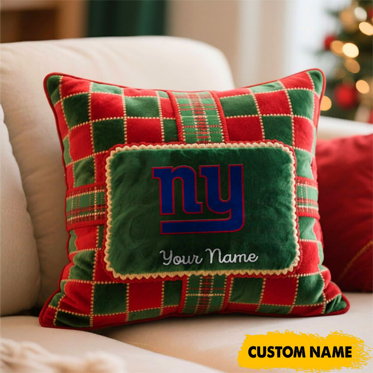 NYG x NFL Christmas New Square Pillow DatND DVT
