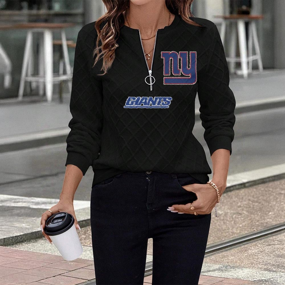 NYG x NFL Women's Knit Textured Fabric Zip Up Sweatshirt DDT CTND