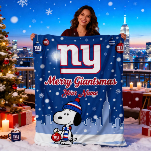NYG x SNP Premium Christmas Fleece Blanket & Throw Pillow V1 NAK NHT