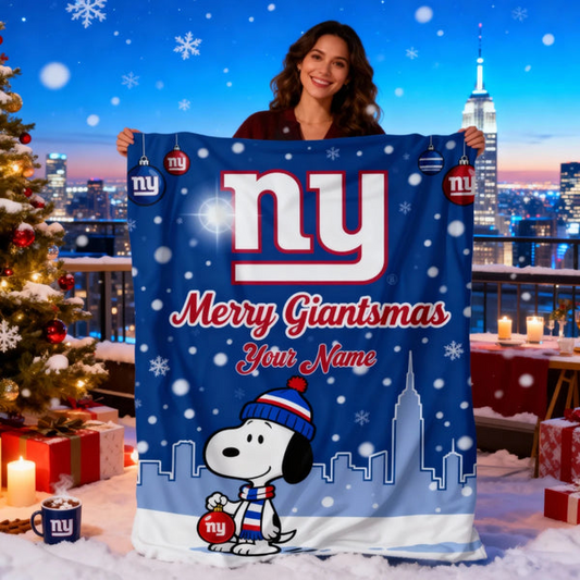 NYG x SNP Premium Christmas Fleece Blanket & Throw Pillow V1 NAK NHT