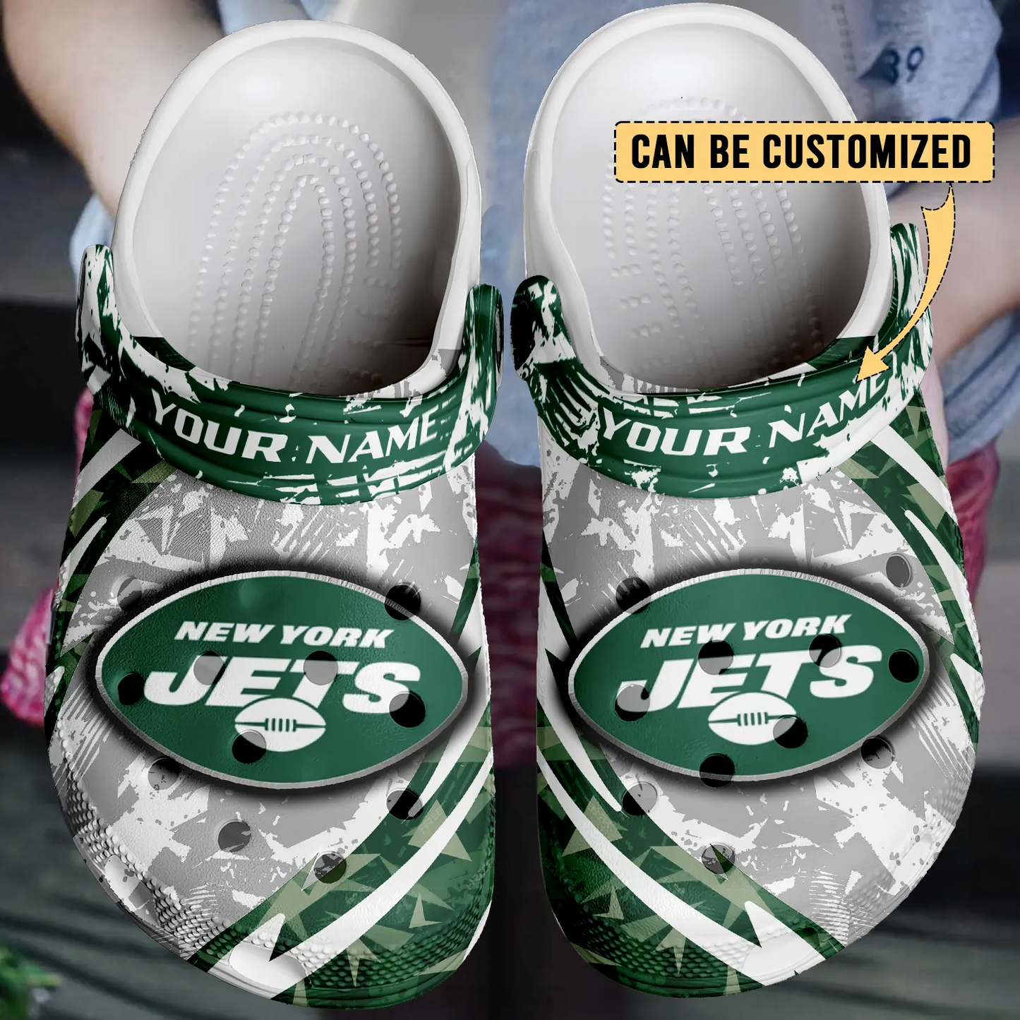 NYJ  x NFL Crocs Crocband Clogs Shoes DatND DVT