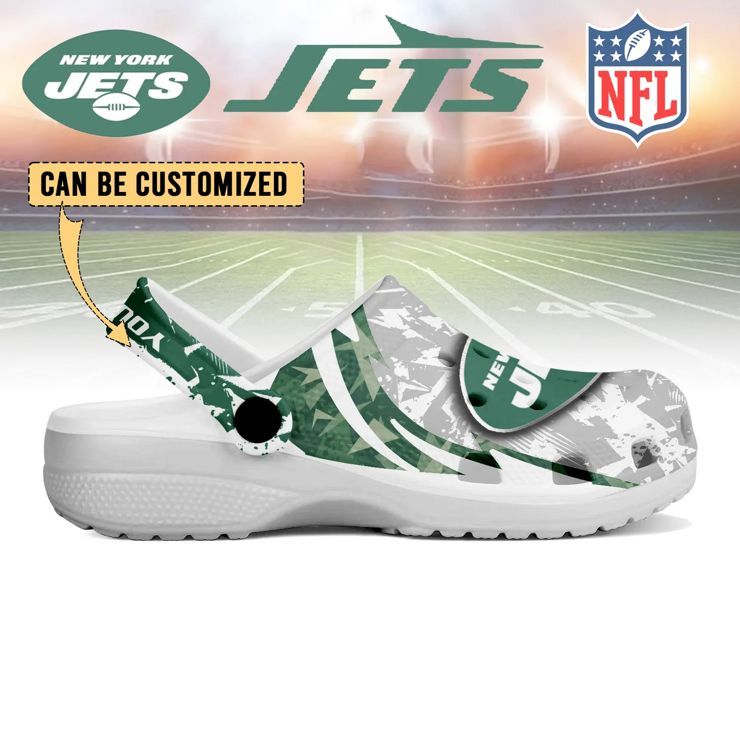NYJ  x NFL Crocs Crocband Clogs Shoes DatND DVT