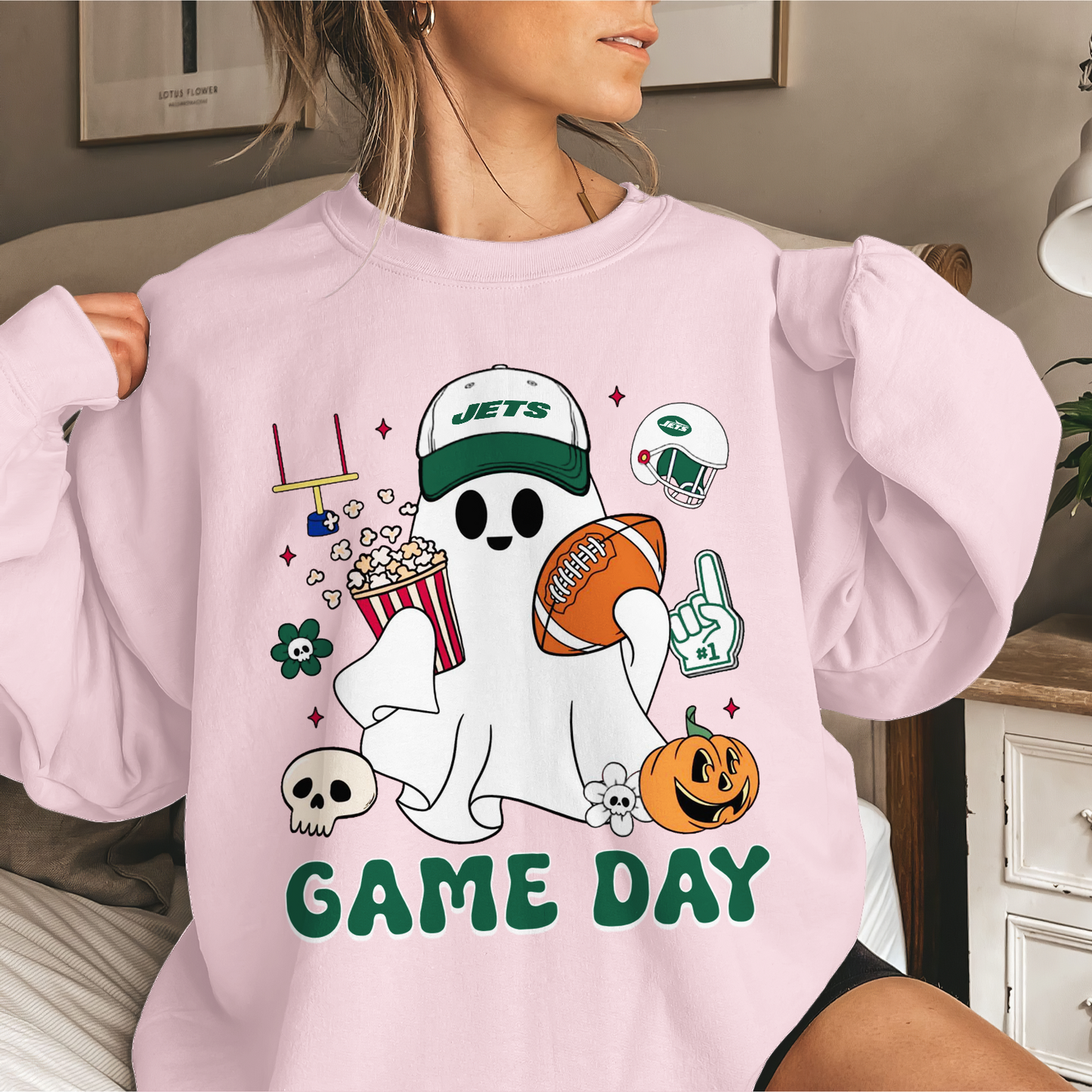 NYJ Game Day Football Ghost Sweatshirt DDT NTL