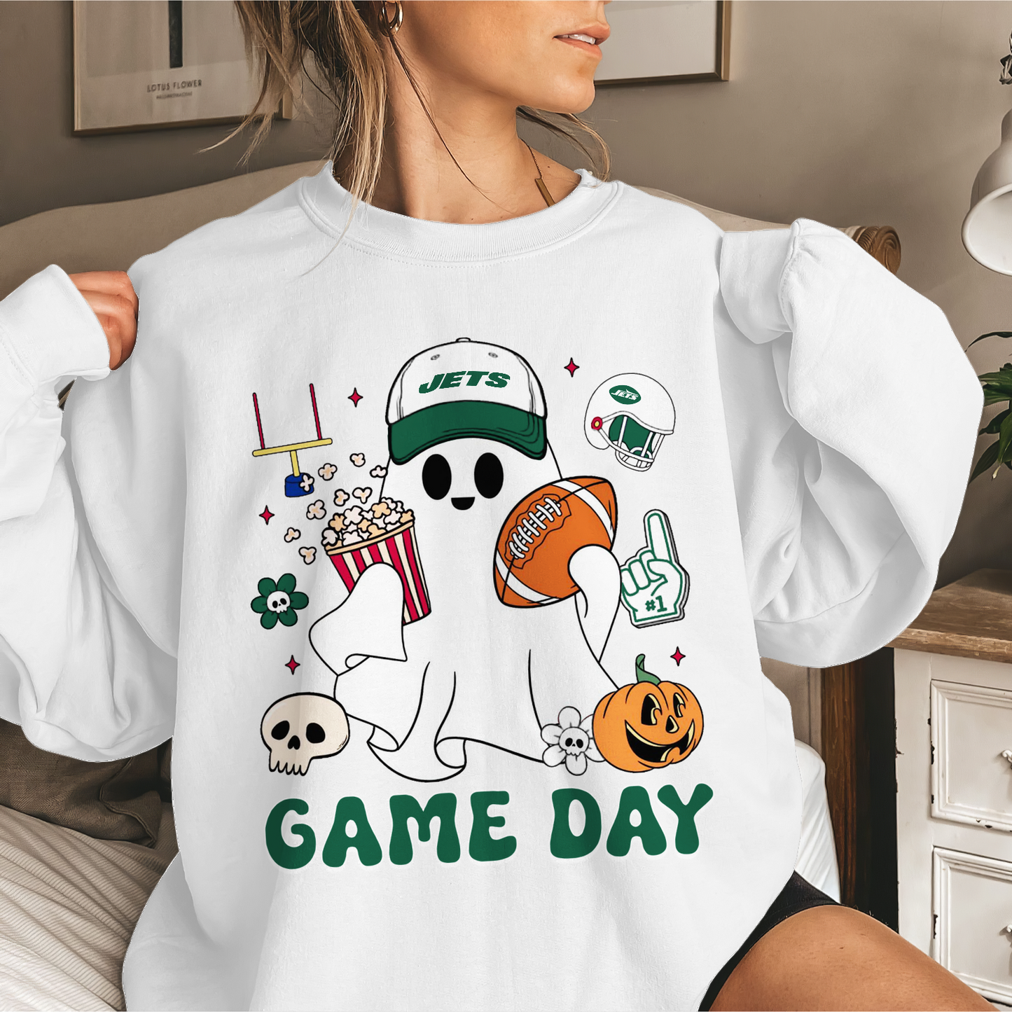 NYJ Game Day Football Ghost Sweatshirt DDT NTL