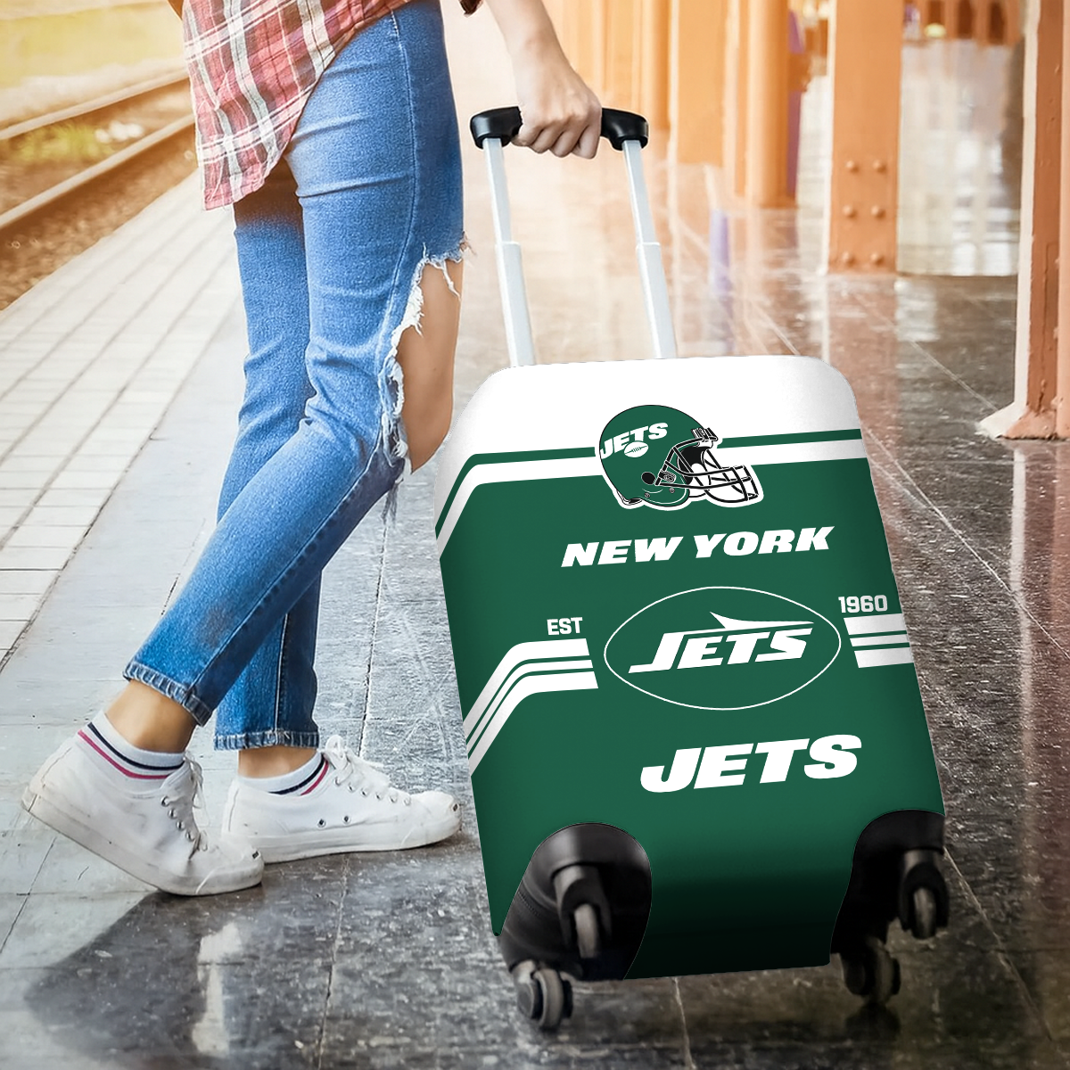 NYJ NFL Luggage Cover Suitcase Protector DDT NTL