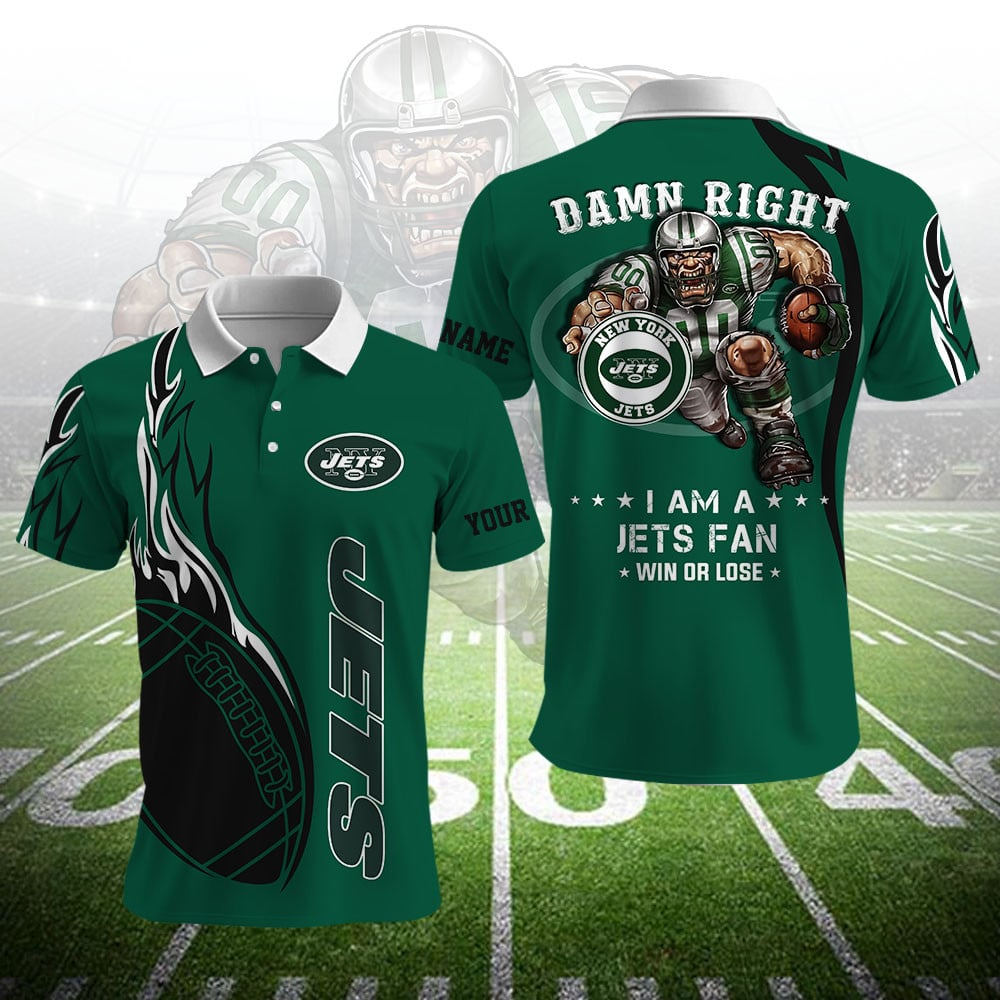 NYJ NFL Team Mascot Polo Shirt DDT NTL