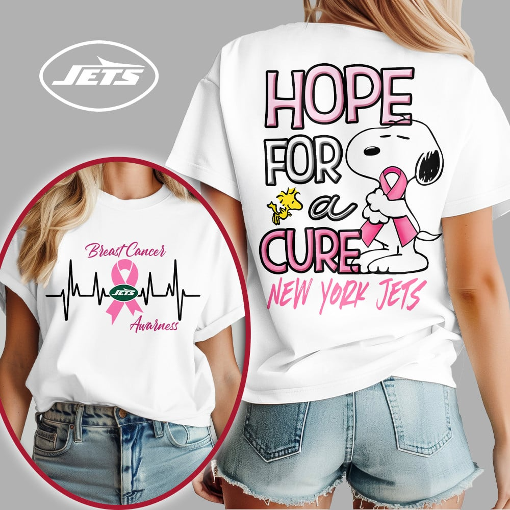 NYJ Premium Breast Cancer Awareness Snoopy Hope For A Cure Shirt DDT NTL
