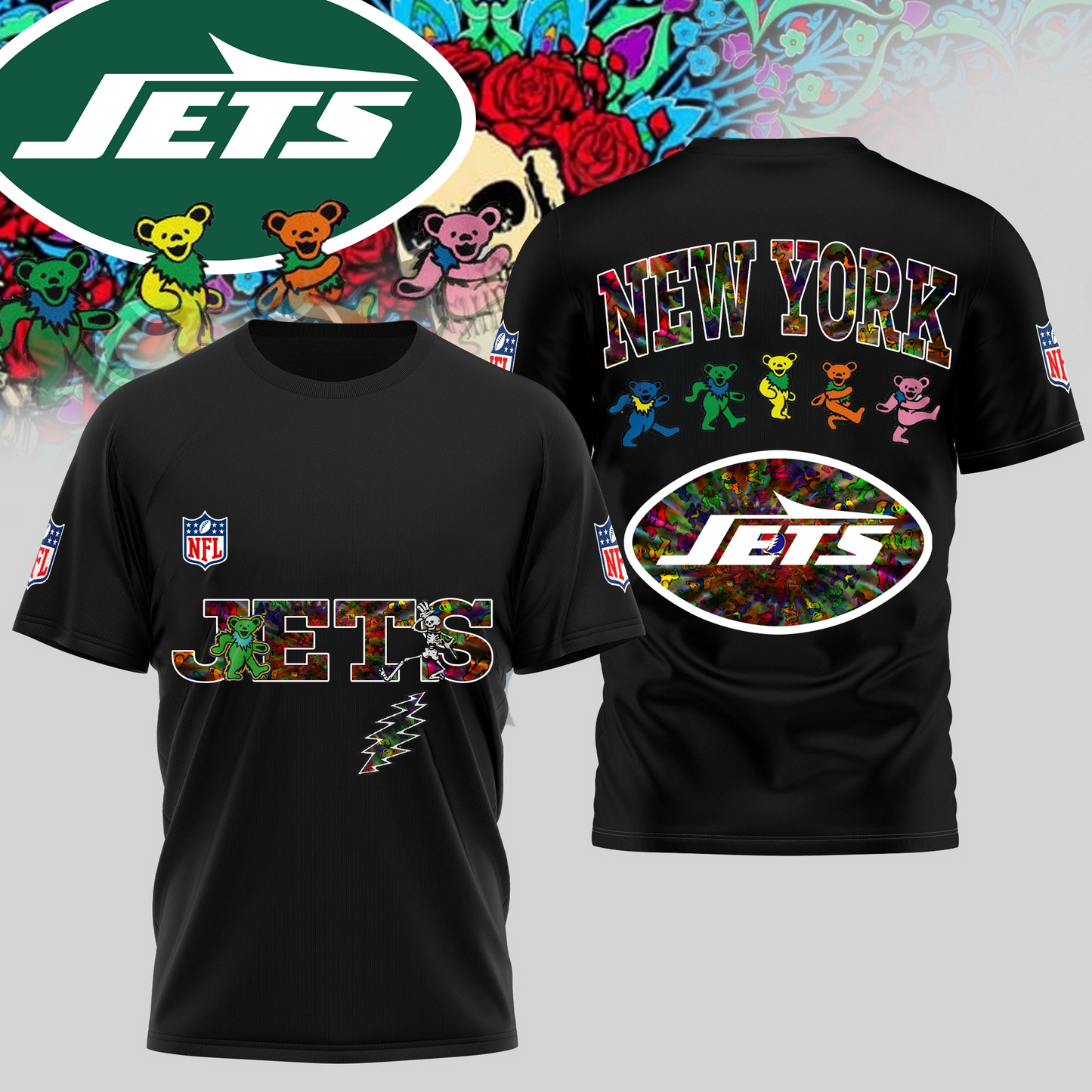 NYJ Premium NFL Dancing Bear T-Shirt DDT HLPHUONG