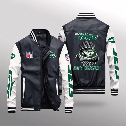 NYJ x NFL Leather Bomber Jacket DATND TANTD