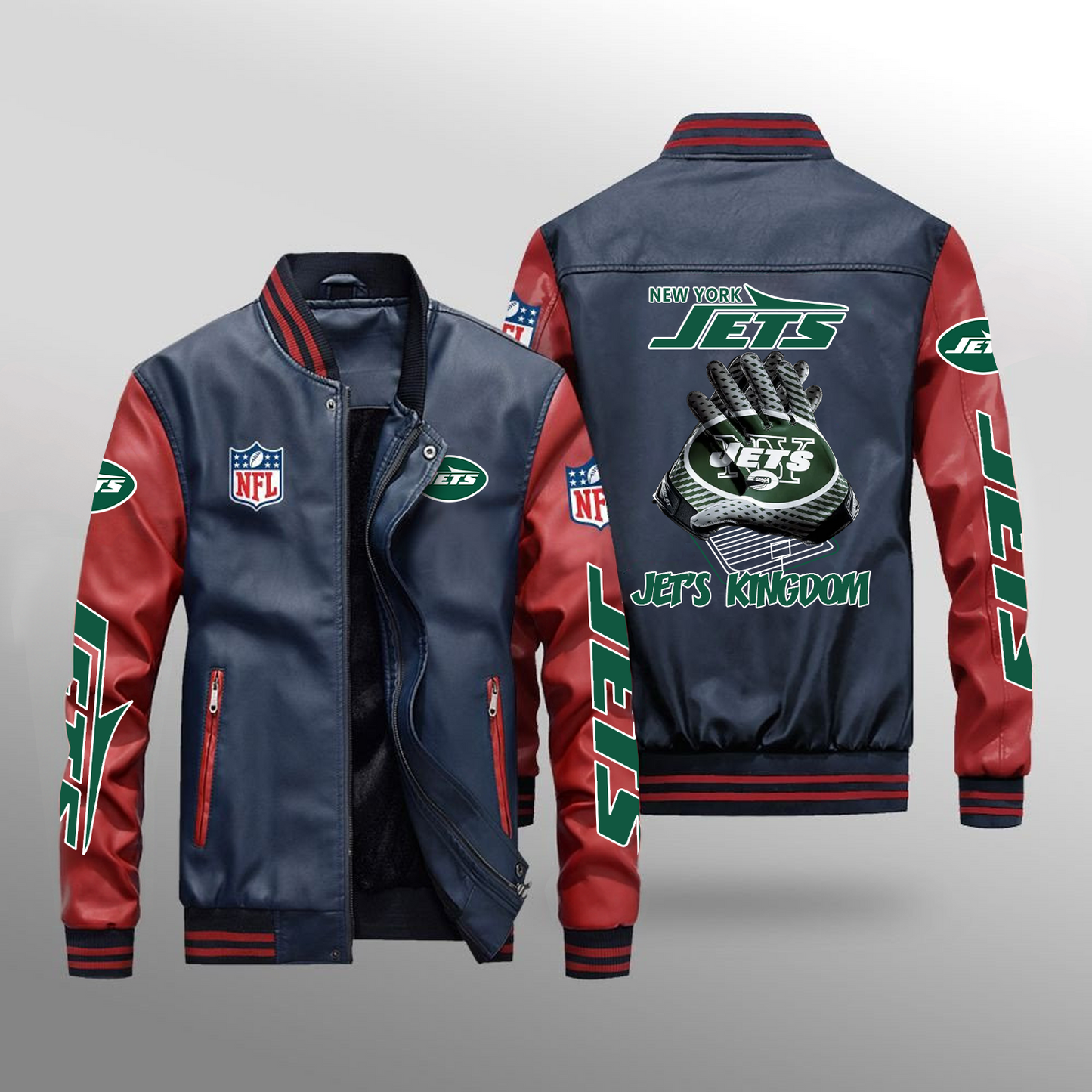 NYJ x NFL Leather Bomber Jacket DATND TANTD