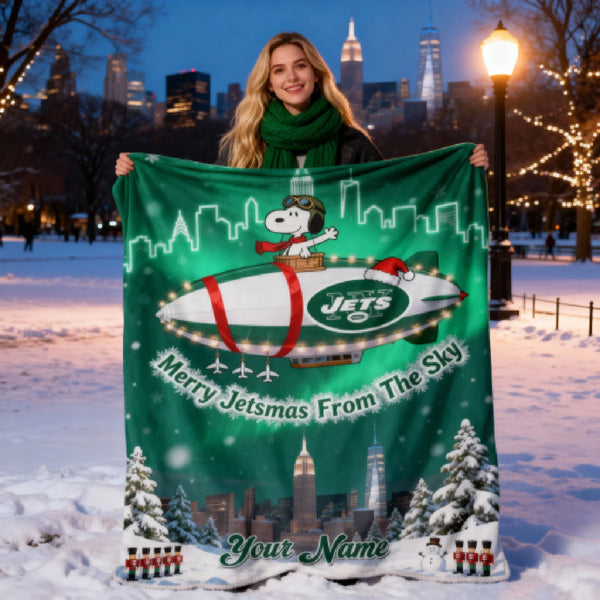 NYJ x SNP Premium Christmas Fleece Blanket & Throw Pillow V1 NAK NHT