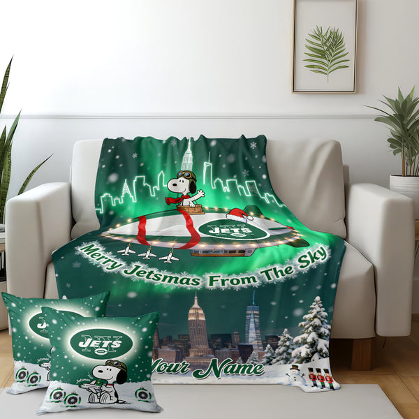 NYJ x SNP Premium Christmas Fleece Blanket & Throw Pillow V1 NAK NHT