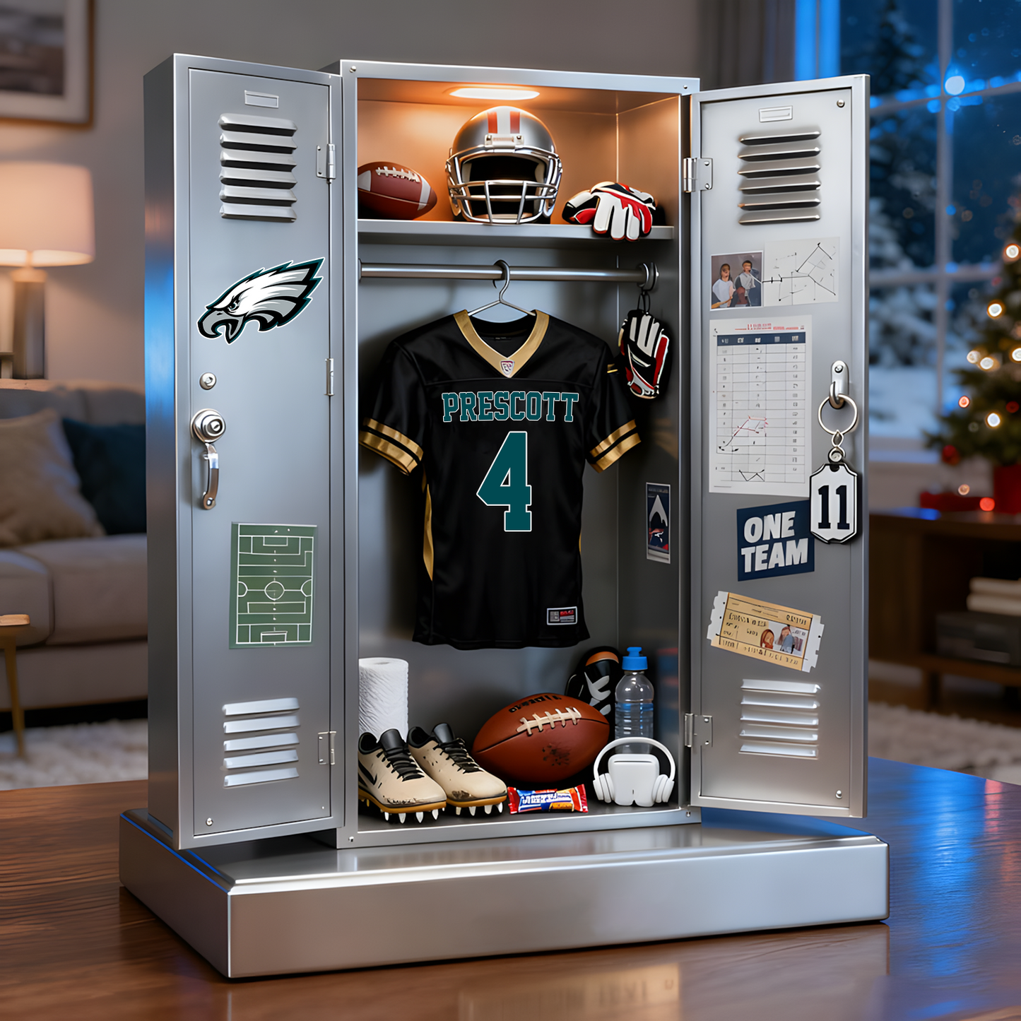 PE X NFL Personalized American football player wardrobe sculpture desktop ornament V1 NAK NHT