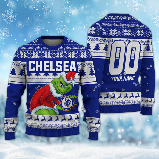 Personalized Name & Number CHE - Grinch Christmas Ugly Sweater DDT NTL