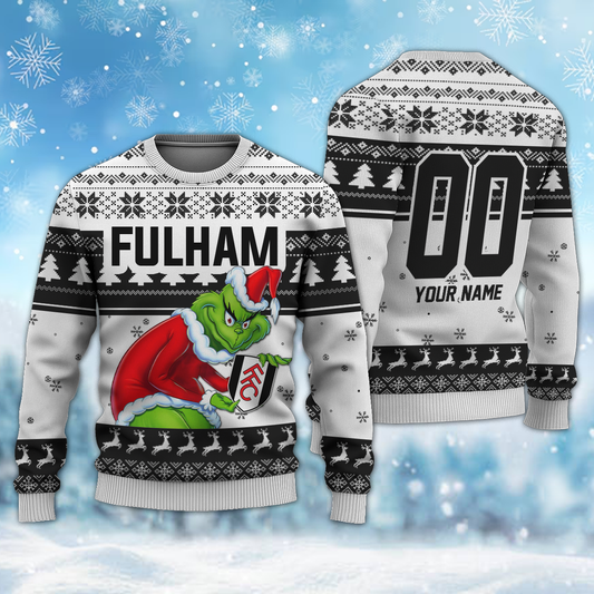 Personalized Name & Number FUL - Grinch Christmas Ugly Sweater DDT NTL