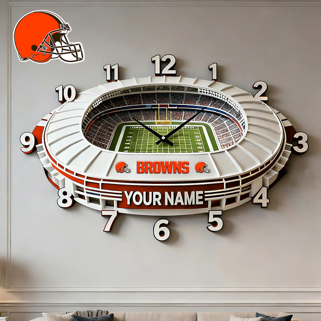 Personalized NFL CLE Stadium Theme Clock V1 NAK NHM
