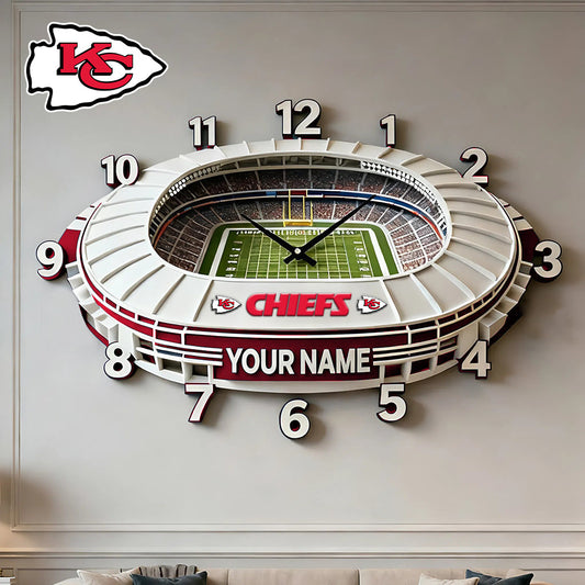 Personalized NFL KC Stadium Theme Clock V1 NAK NHM