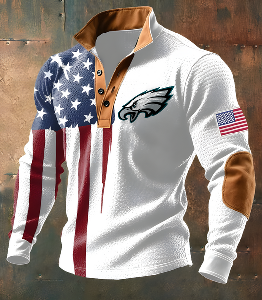 PHI X NFL Casual Flag Print Long-sleeved Sweatshirt Football Team NAK THUONGNH
