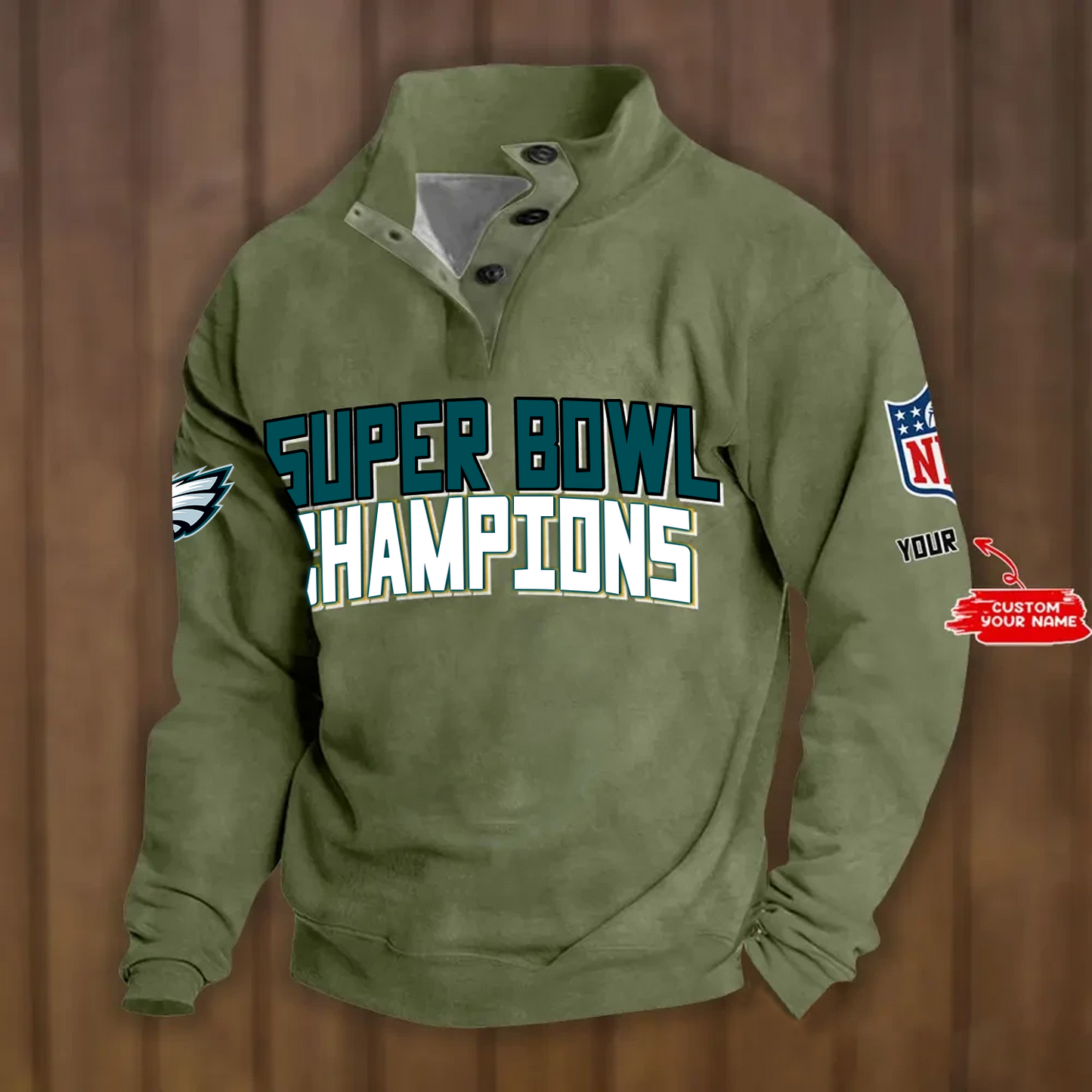 PHI x NFL Double Breasted Stand Collar Hoodies DATND TANTD