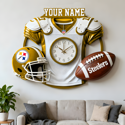 PIT X NFL Jersey Sculpture Clock V1 NAK NHT