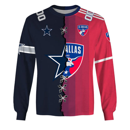 PREMIUM FC Dallas X Dallas Cowboys (MLS x NFL) LONG SLEEVE SHIRT NDT NHM