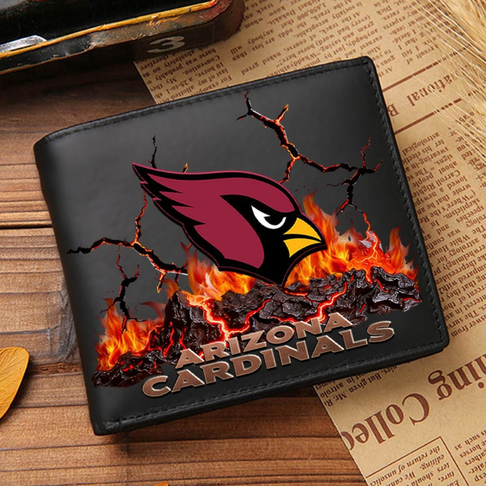 Premium NFL ARI Cracked Fire Leather Wallet V1 NMD TTV