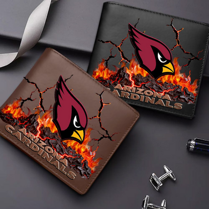 Premium NFL ARI Cracked Fire Leather Wallet V1 NMD TTV