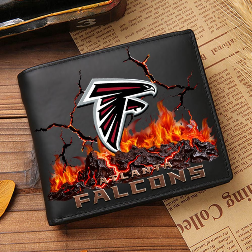 Premium NFL ATL Cracked Fire Leather Wallet V1 NMD TTV